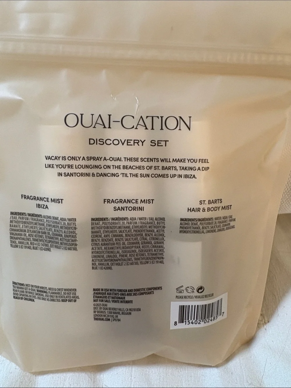 OUAI Frosted Cream Discovery Pouch with Mini Fragrance Sprays